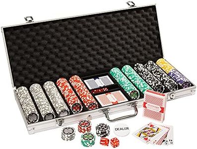 Ace Casino Poker Chip Set in Aluminum Carry Case - Holo Inlay Heavyweight 14-Gram Casino Quality Poker Chips - With Dice and Playing Cards - Heavy-Duty Protection - Locking Portable Case (500 ct.)