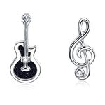 BG&WLing 925 Sterling Silver Guitar Music Note Stud Earrings Hypoallergenic Small Sleeper Statement Earring Studs Dainty Jewelry Gifts for Women Teen Girls Sensitive Ears