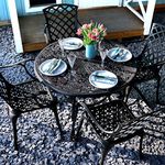 Lazy Susan - Flora Round 4 Seater Cast Aluminium Garden Set - Antique Bronze (Rose chairs)