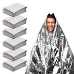 BiSiViO 6 Pack Portable Foil Camping Emergency Blankets, 210X160CM Thermal Survival Blankets, Insulation Blankets, Space Blankets to Keep Warm, First Aid Blanket for Survival, Camping, Hiking&Outdoor