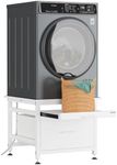 Garvee 29" Heavy Duty Metal Washer and Dryer Pedestals with Pullout-Shelf and Drawer, Universal Fit Anti-Vibration Washer Dryer Base with Adjustable Feet, Up to 850 LBS Capacity, 29"x29''x23'', White