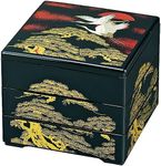 TIKUSAN Lacquer Bento Box Container Japanese Traditional 3 Tiers Stack Box Jubako Osechi Made in Japan (Black)