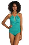 La Blanca Women's Island Goddess High Neck Keyhole One Piece Swimsuit, Emerald, 6