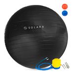 SOLARA Men & Women PVC Gym Ball for Exercise & Yoga with Pump, Anti Burst Swiss Birthing Stability Ball for Workout & Fitness, Yoga Ball, Exercise Ball for Men & Women (Black 65cm)