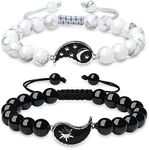 COAI Yin Yang My Sun and Stars Moon of My Life Howlite Obsidian Stone Bracelets for Couples