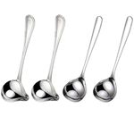 Sweetfamily 4 Pack Gravy Ladle,18/10 Stainless Steel Sauce Drizzle Spoon with Spout for Spooning Gravies and Sauces,7.8 Inches (4)
