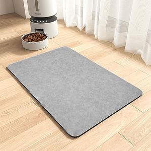 MontVoo-Absorbent Pet Feeding Mat-No Stains Pet Mat for Food and Water Bowl-Quick Dry Cat & Dog Food Mat Water Dispenser Mat-Pet Supplies Mat-Dog Water Bowl Mat for Messy Drinker Light Grey