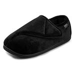 Isotoner Mens Velour Closed Back Slipper With Velcro Opening