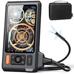 Triple Lens Industrial Endoscope Camera with Lights, DEPSTECH 1080P Borescope with Split Screen, 5" IPS Screen Sewer Inspection Camera, IP67 Waterproof, Helpful Tool for Wall Duct Drain Pipe-4.92ft