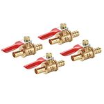 Hsthe Sea 4 Pcs Ball Valve Shut-off Valve, 2 Side 8mm Hose Barb 180 Degree Operation Handle Brass Ball Valve Barbed Shut Off Valve Hose Pipe Tube Joiner,for Air Gas Water Fuel