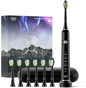 JTF Sonic Electric Toothbrush for Adults, Power Toothbrushes with 6 Brush Heads and Portable Travel Case, 2 Min Auto Timer Rechargeable Tooth Brush, IPX7 Waterproof USB Fast Charging