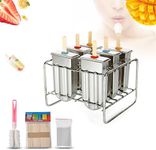 Maxmartt Ice Lolly Mold Stainless Steel Popsicle Mold and Rack Set Set of 6 Ice Cream Mould with Stick Holder