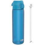 ION8 500ml Water Bottles With Straw, BPA Free, Leakproof, Dishwasher Safe, Drinking Water Bottle With Straw, Drink Bottle, Clear, Blue, 500ml/18oz