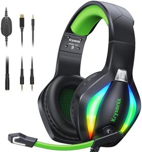 TICAFOU Krysenix PG1 Gaming Headset for PS4/PS5/PC/Xbox/Nintendo Switch, Xbox One Headset with AI Stereo Microphone Sound, Computer Headset with 3.5mm Jack & RGB Light Black/Green