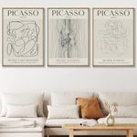 Picasso Abstract Female Line Wall Art Prints Picasso The Kiss, The Love, The Hug Poster Mid Century Modern Canvas Paintings Gallery Exhibition Prints Living Room Bedroom 12x16 inch Unframed Set of 3