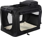 MOOL Lightweight Fabric Pet Carrier Crate with Fleece Mat and Food Bag, Black