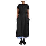 SERYU Womens Casual Loose Straps Bib Overall Mini Dress Pinafore Jumper Dress with Pocket Black