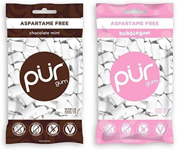 PUR Gum Aspartame-Free Bubblegum and Chocolate Mint, 2.72 Ounces each