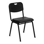 Flash Furniture HERCULES Series 880 Lb. Capacity Black Plastic Stack Chair with Black Powder Coated Frame