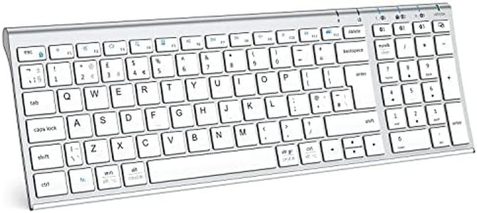 iClever Wireless Bluetooth Keyboard, Keyboard Rechargeable Bluetooth 5.1 Stable Connection to Multi Devices Silent Slim Keyboard for Mac, iPad, iPhone, iOS, Android, Windows, QWERTY UK Layout