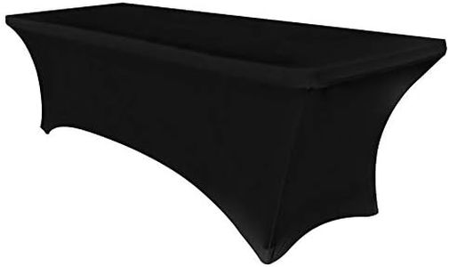 Obstal Spandex Table Cover 6ft Fitted Tablecloth Rectangular - Black Table Cloth for Rectangle Folding Table for Birthday Party Wedding Banquet, 72L x 30W Inch