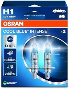 OSRAM COOL BLUE® INTENSE H1, +100% more brightness, up to 5,000K, halogen headlight lamp, LED look, Hanging folding box (2 lamps)