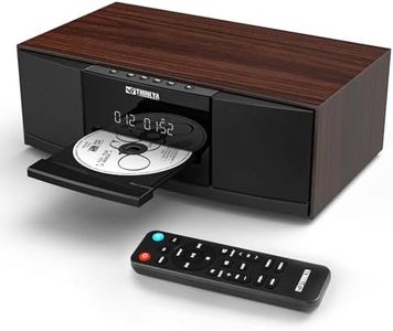 JA-318 Home Stereo System with CD Player, 36W RMS Bluetooth CD Players for Home, Dual 3" Bass Micro HiFi System with FM Radio, USB, AUX, LED Clock Alarm, Remote Control, Brown