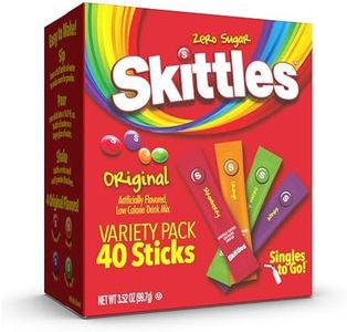 Skittles Singles To Go Variety Pack, Watertok Powdered Drink Mix, Zero Sugar, Low Calorie, Includes 4 Flavors: Green Apple, Strawberry, Grape, Orange, 1 Box (40 Single Servings)