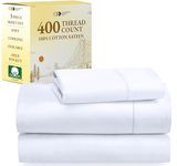 California Design Den Twin Sheets Set, Natural 100% Cotton Sheets, Soft Luxury 400 Thread Count Sateen Cooling Sheets, 3 Pc Dorm Rooms & Adults, Twin Bed Sheets (Bright White Sheets)