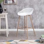 Qwqbuy Cozy Bar Stool with Wooden Legs High Counter Bar Stool Suitable for Kitchen Reception Food Court Study Dining Cafeteria Pub (White)
