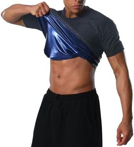 Donason Sauna Shirt for Men Heat Trapping Compression Sweat Suit T-shirt Workout Body Shaper for Gym Short Sleeve Shapewear