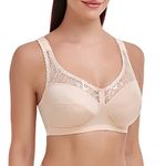 Ayigedu UK Plus Size Minimiser Bra Women Non-Wired Non-Padded Full Coverage Soft Cup Bra 40-D Beige