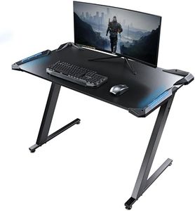 EUREKA ERGONOMIC Gaming Desk with LED RGB Lights 114 x 64 cm Large Computer Desk Home Office Desk Studio Desk