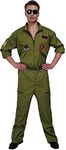 Maxim Party Supplies Men's Air Force Fighter Pilot Jumpsuit Flight Suit Costume for Adults with Embroidered Patches and Pockets - Green - XL