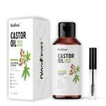 Nankings® Cold Pressed Castor Oil 118ml -100% Pure and Natural for Hair | Skin Care | Nails, Eyebrows and Eyelash Care | Mascara Tube