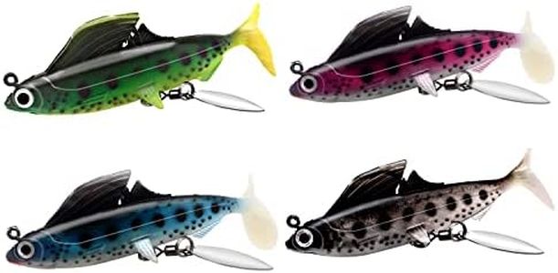 Soft Plastic Swimbaits with Rotating Leaves, Weedless Jig with Paddle Tail, Fishing Lures for Bass Crappie Walleye Pickerel Muskie Pike