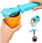 UYWLYCL Jar Opener Bottle Opener and Lid Opener for Seniors with Arthritis, Weak Hands, Multi 7 in 1 Retractable Magnetic Can Opener, Original Kitchen Wine Opener Gadgets (Cyan)