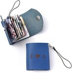 TINGKU Personalized Mini Photobook Keychain Custom 12 Photos Album Keychain Customized Pictures Real Leather Mini Photo Album Keyring for Jewelry Gift - Blue