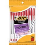 BIC Cristal Xtra Smooth Ball Pen, Medium Point (1.0 mm), Red, 10-Count