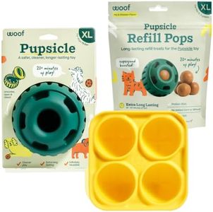 WOOF Starter Pack - Interactive Dog Toys for Boredom - Dog Treat Molds Silicone - Chicken-Flavored Healthy Treats for Dogs - Pupsicle Doggy Enrichment Toy - for XL Pups - 25-75 lbs