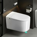 Plantex Wall Hung Ceramic Smart Commode with 18 Months Warranty/6 Ltr Water Tank Capacity/Auto Lid Opening/Touchless Operation/Digital Display & Water/Seat Temperature Control P-Trap (White)