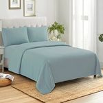 California King Size Sheets 100% Cotton Made in Egypt Soft 400 Thread Count for Cal King Size Bed Mattress, 4 Pieces Bedding Sheets & Pillowcases Sets, California King, Misty Blue