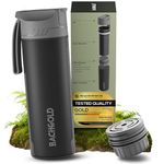 Water Filter Bottle – Bachgold Self-Press Portable Water Filter for Camping & Hiking | Camping Water Filter & Water Purification Bottle for Travel & Outdoor Adventures (Black, 500ml)