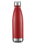 HASLE OUTFITTERS 17oz Stainless Steel Water Bottles, Vacuum Insulated Water Bottles Double Walled Powder Coated Reusable Metal Sports Water Bottles Keep Drinks Hot and Cold, Red, 1Pack