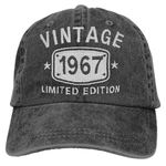 RNFENQS 57th Birthday Gifts Decorations Vintage 1967 Baseball Cap Cotton Distressed Dad Hat for Men Women Black