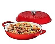 Bruntmor 3.8 Quart Enamel Cast Iron Dutch Oven With Handles And Lid, 3.8 Qt Gradient Red Cast Iron Skillet, Enamel Shallow Cookware Braising Pan For Casserole Dish, Crock Pot Covered With Cast Iron