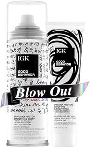 IGK GOOD BEHAVIOR Spirulina Protein Smoothing Spray + Anti-Frizz Smoothing Blowout Balm | Keratin Like Treatment + Frizz Control + Heat Protectant | Vegan + Cruelty Free