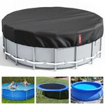 LXKCKJ 18 Ft Solar Covers for above Ground Pools,Upgrade Inground Pool Cover Protector with Drawstring Design Increase Stability, Hot Tub Blanket Cover Ideal for Inflatable Pool (Black)