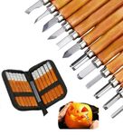 77 Star Wood Carving Tools, Professional Wood Carving Chisels Set with Grindstone, Professional Carbon Steel Whittling for Wood, Fruit, Vegetable Carving, Sculpture & Wax DIY Craft (14 in 1 Set)