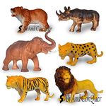 Brand Conquer Full Action Toy Figures | Jungle, Cartoon, Wild Animal Toys | Figure Playing Set for Kids (Set of 6)